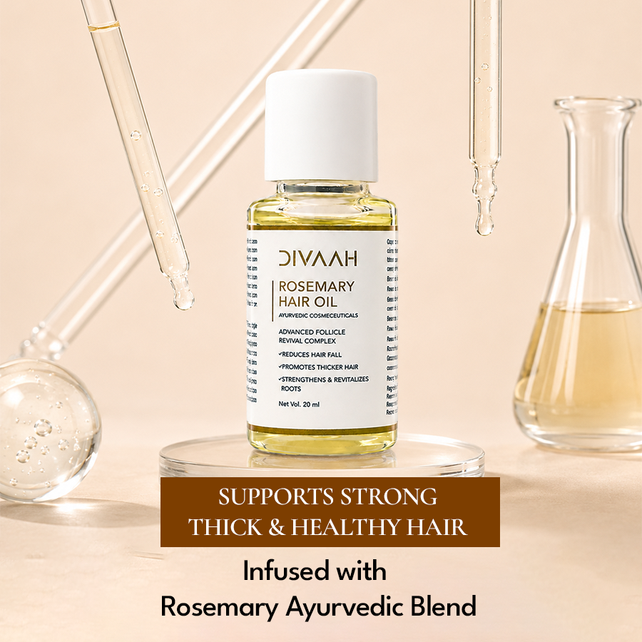 Divaah Rosemary Hair Oil for Hair Growth, Hair Fall Control & Root Strengthening | Ayurvedic Formula | 20ml