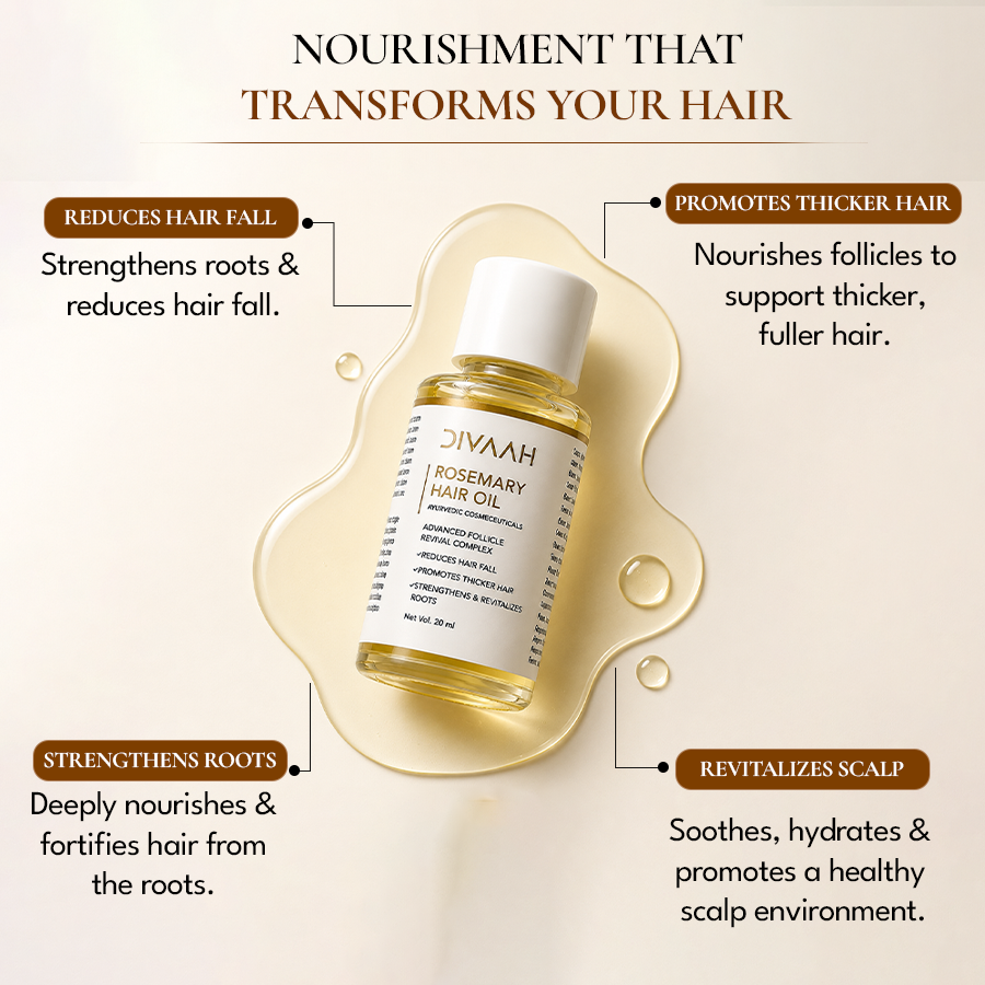 Divaah Complete Hair Care Combo | Rosemary Hair Oil + Biotin Shampoo + Ayurvedic Hair Oil